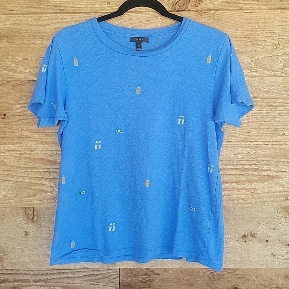 J. Crew Blue Short Sleeve Beach Day Tee Size Medium